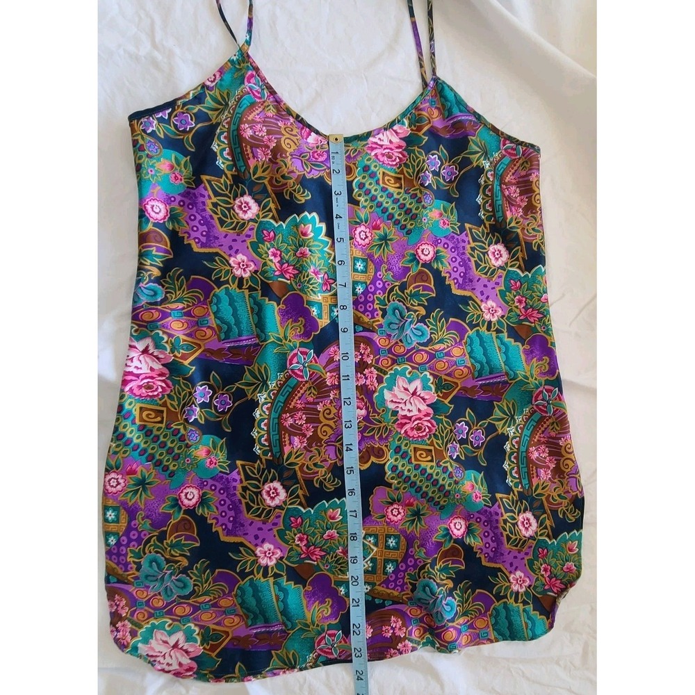 VINTAGE Silky Floral Satin Slip Dress Nighty M Whimsey Feminine Fairy Asian - Picture 12 of 12